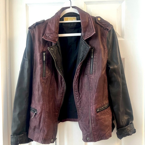 Michael Kors Two Tone Leather Jacket - Picture 2 of 9